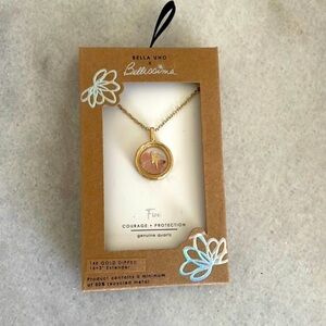 Bella Uno x Bellissima necklace Fire Pink Genuinely Quartz Shaker jewelry new